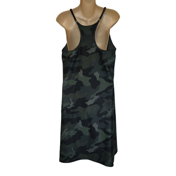 Old Navy Camouflage Dress Sz XL TALL Powersoft OLIVE GREEN Built-in Bra Stretchy - Picture 4 of 13